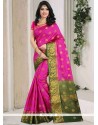 Trendy Art Silk Hot Pink Weaving Work Designer Traditional Saree