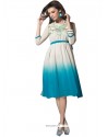 Prominent Embroidered Work Blue And White Faux Georgette Casual Kurti