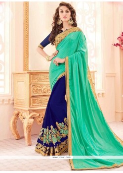 Urbane Faux Georgette Embroidered Work Designer Half N Half Saree