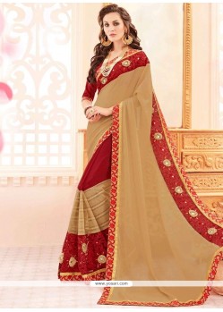 Glowing Faux Georgette Lace Work Designer Half N Half Saree