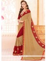 Glowing Faux Georgette Lace Work Designer Half N Half Saree