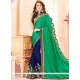 Dilettante Green And Navy Blue Half N Half Trendy Saree