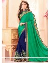 Dilettante Green And Navy Blue Half N Half Trendy Saree