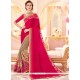 Girlish Crepe Jacquard Beige And Hot Pink Half N Half Designer Saree