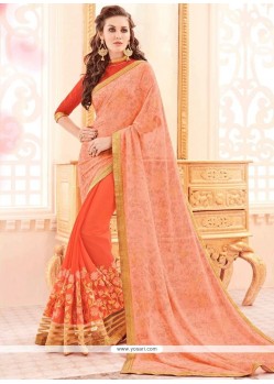 Entrancing Lace Work Designer Half N Half Saree