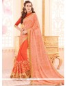 Entrancing Lace Work Designer Half N Half Saree