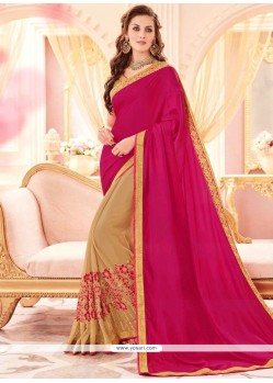 Piquant Art Silk Lace Work Half N Half Saree