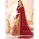 Mesmerizing Faux Georgette Beige And Maroon Half N Half Saree