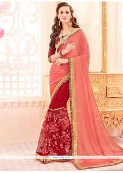 Brilliant Faux Georgette Embroidered Work Designer Half N Half Saree