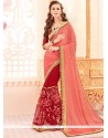 Brilliant Faux Georgette Embroidered Work Designer Half N Half Saree