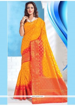 Exceeding Art Silk Mustard Designer Traditional Saree