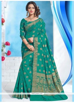 Imperial Weaving Work Sea Green Designer Traditional Saree