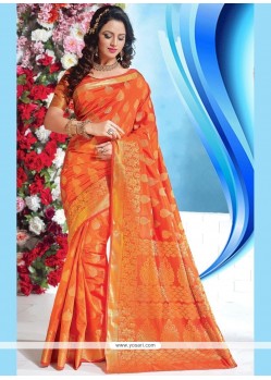 Stylish Orange Traditional Saree