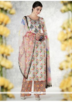 Precious Print Work Multi Colour Cotton Designer Palazzo Suit