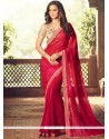 Spellbinding Faux Georgette Embroidered Work Shaded Saree