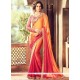 Sparkling Orange And Pink Art Silk Shaded Saree