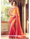 Sparkling Orange And Pink Art Silk Shaded Saree