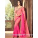 Thrilling Embroidered Work Peach And Pink Shaded Saree