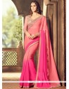 Thrilling Embroidered Work Peach And Pink Shaded Saree