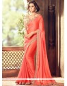 Gorgonize Lace Work Orange Traditional Designer Saree