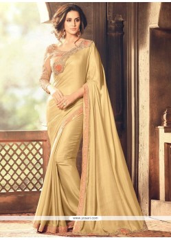 Groovy Gold Lace Work Art Silk Designer Traditional Saree