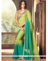 Distinctively Faux Georgette Green Shaded Saree