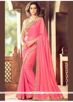 Urbane Embroidered Work Pink Designer Traditional Saree