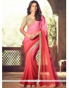 Immaculate Faux Georgette Lace Work Shaded Saree