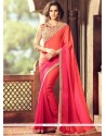 Beckoning Rose Pink Faux Georgette Shaded Saree