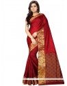 Spectacular Jacquard Silk Maroon Woven Work Traditional Designer Saree