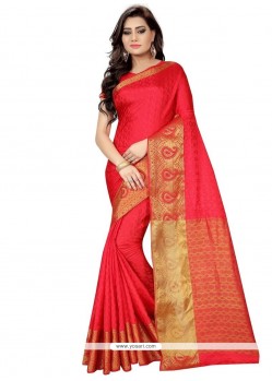 Topnotch Woven Work Red Traditional Saree