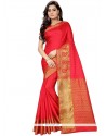 Topnotch Woven Work Red Traditional Saree