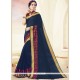 Winsome Polly Cotton Navy Blue Embroidered Work Saree