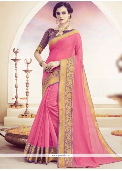 Sensible Polly Cotton Pink Designer Saree