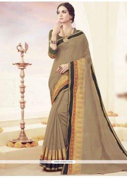 Vivacious Polly Cotton Beige Classic Saree