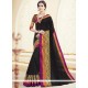 Chic Embroidered Work Black Polly Cotton Classic Saree