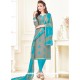 Sumptuous Linen Embroidered Work Churidar Suit