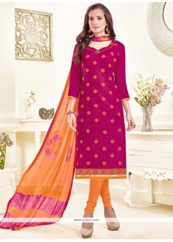 Incredible Linen Hot Pink Churidar Suit