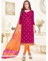 Incredible Linen Hot Pink Churidar Suit