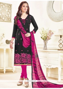 Imposing Embroidered Work Linen Churidar Suit