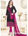 Imposing Embroidered Work Linen Churidar Suit