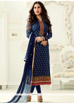 Radiant Faux Georgette Lace Work Churidar Designer Suit