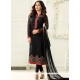 Tempting Faux Georgette Black Embroidered Work Churidar Designer Suit