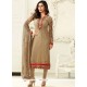 Stunning Beige Embroidered Work Faux Georgette Churidar Designer Suit