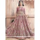 Strange Resham Work Pink Floor Length Anarkali Suit