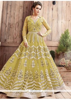 Observable Yellow Net Floor Length Anarkali Suit