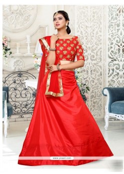 Gratifying Art Silk Red Lehenga Choli