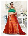 Prepossessing Green And Red Lace Work Lehenga Choli