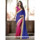 Mod Blue And Pink Zari Work Viscose Designer Half N Half Saree