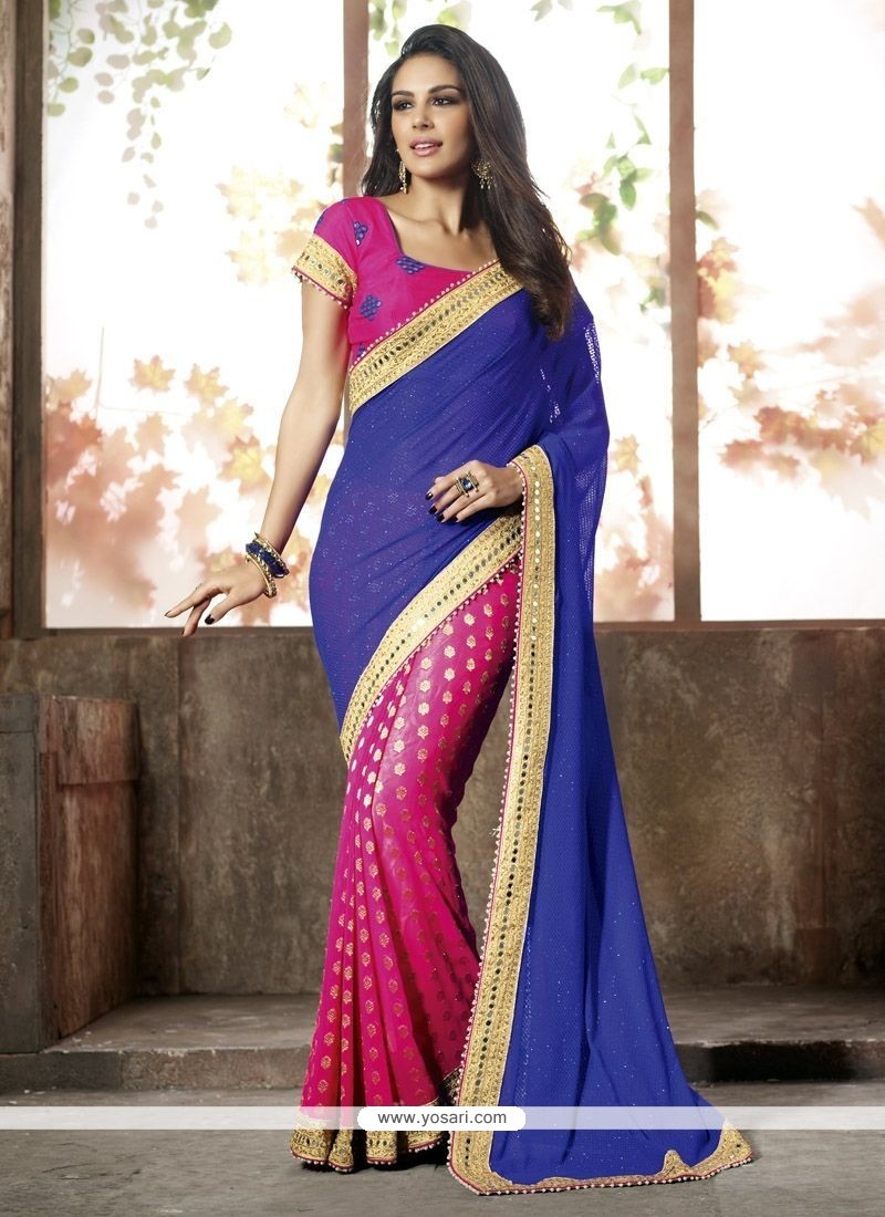 Blue Designer Half Saree – South India Fashion